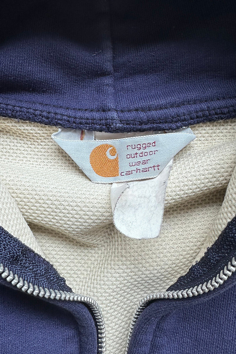 MADE IN USA 90'S BIG ZIP SWEAT HOODIE / FADED NAVY [SIZE: 2XL USED]