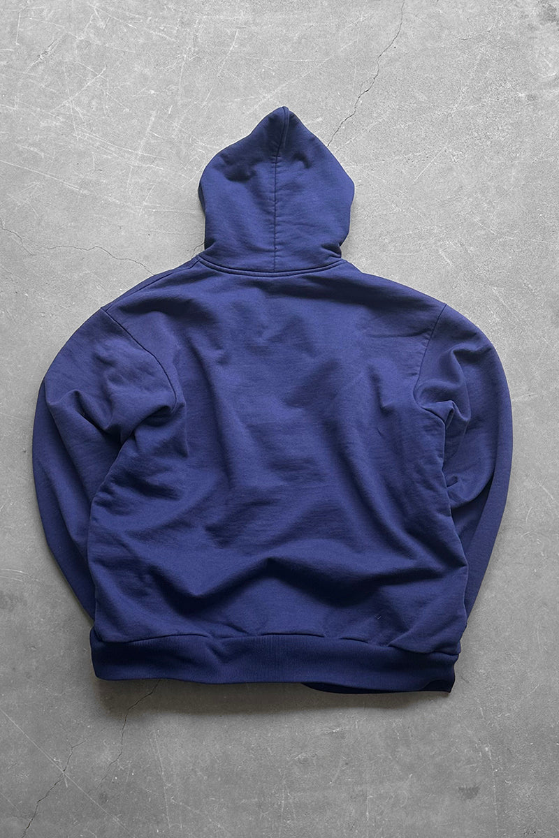MADE IN USA 90'S BIG ZIP SWEAT HOODIE / FADED NAVY [SIZE: 2XL USED]
