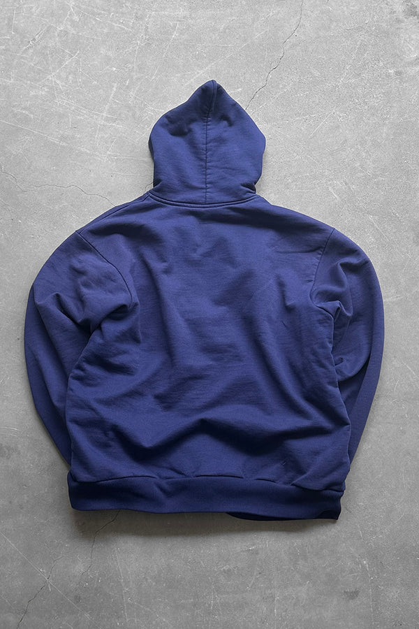 MADE IN USA 90'S BIG ZIP SWEAT HOODIE / FADED NAVY [SIZE: 2XL USED]