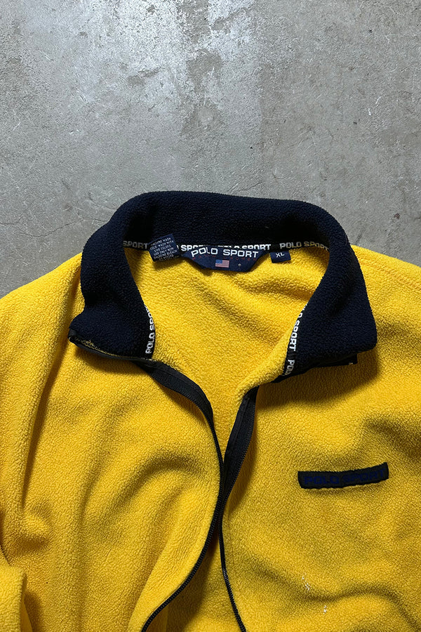 MADE IN USA 90'S ZIP UP FLEECE JACKET / YELLOW [SIZE: XL USED]