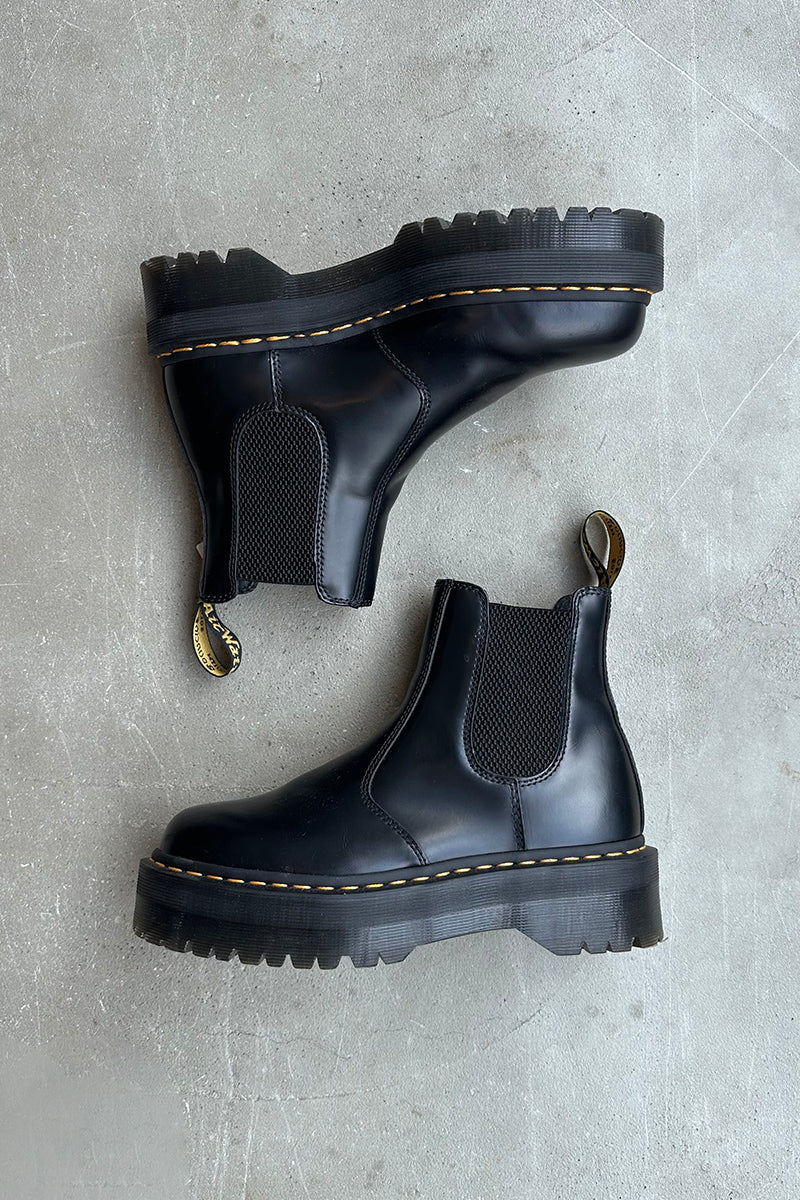 QUAD CHELSEA SIDE GOA LEATHER BOOTS / BLACK [SIZE: US8.0 (approx. 26.0cm) USED]