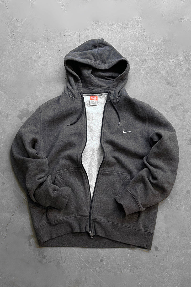 Y2K EARLY 00'S ZIP SWEAT HOODIE / GRAY [SIZE: L USED]