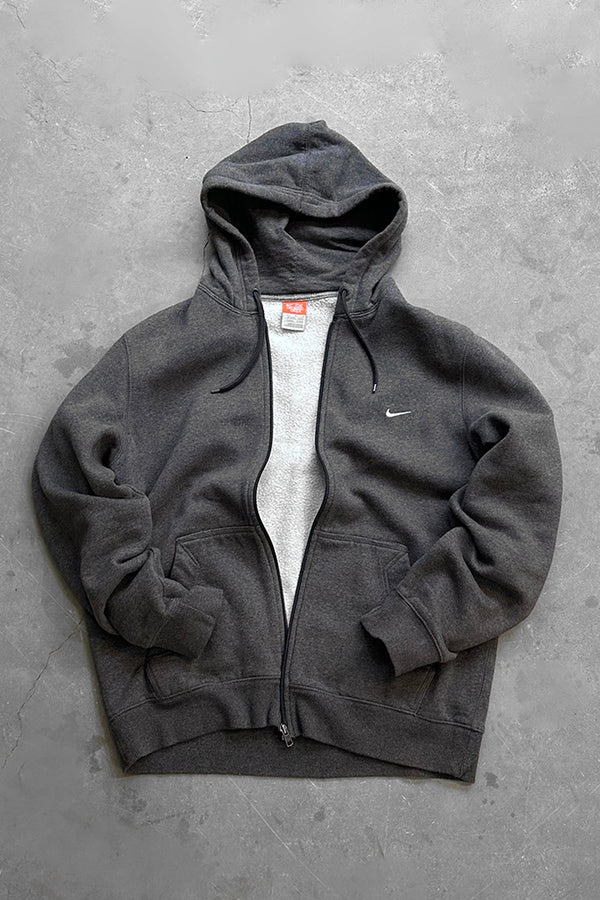 Y2K EARLY 00'S ZIP SWEAT HOODIE / GRAY [SIZE: L USED]