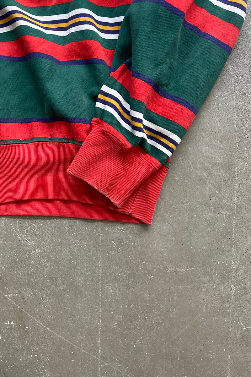90'S BORDER HALF-ZIP SWEATSHIRT / GREEN [SIZE: M USED]