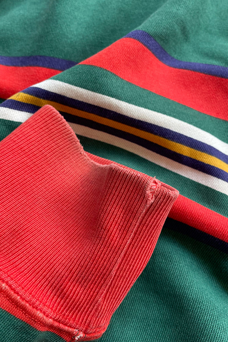 90'S BORDER HALF-ZIP SWEATSHIRT / GREEN [SIZE: M USED]