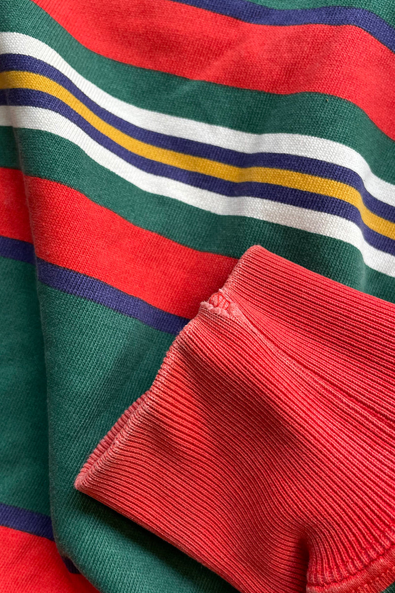 90'S BORDER HALF-ZIP SWEATSHIRT / GREEN [SIZE: M USED]