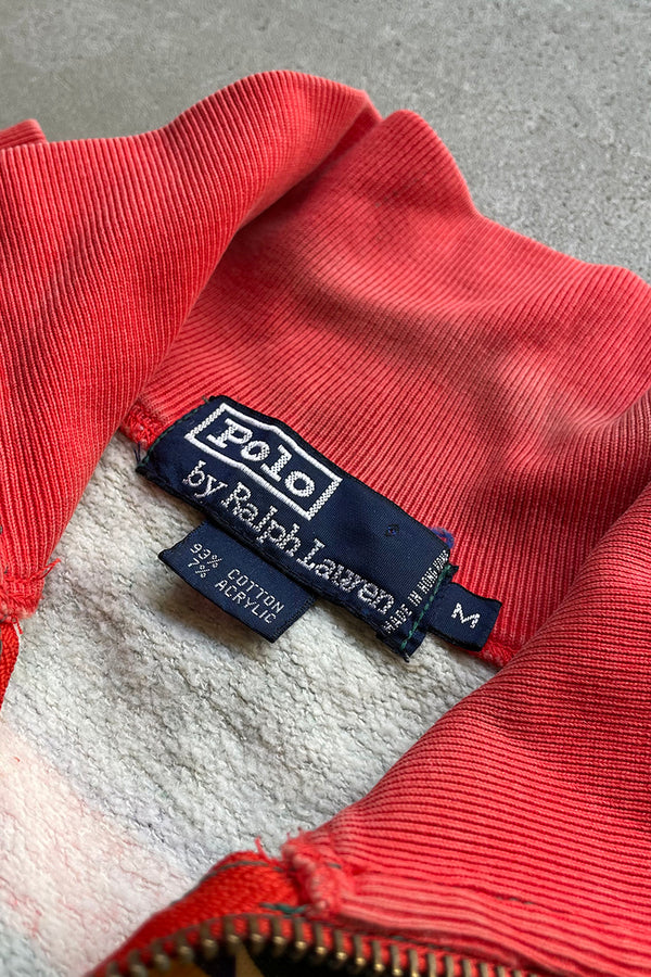 90'S BORDER HALF-ZIP SWEATSHIRT / GREEN [SIZE: M USED]