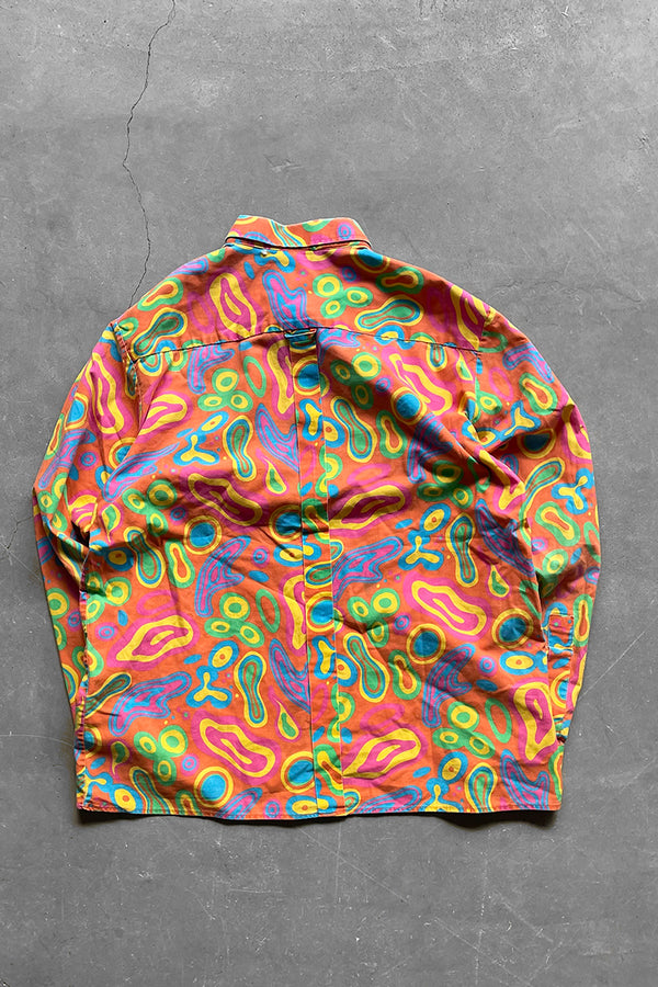 MADE IN UK 90'S PATTERN L/S SHIRT / ORANGE [SIZE: L USED]