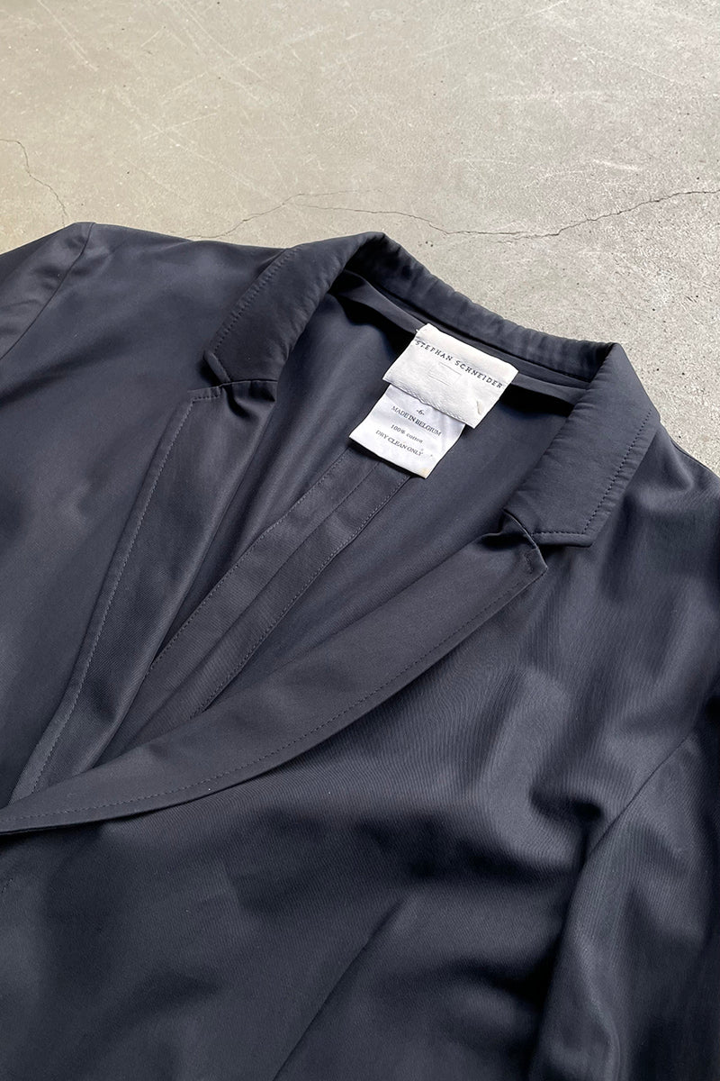 MADE IN BELGIUM COTTON TAILORED JACKET / NAVY [SIZE: 6 USED]