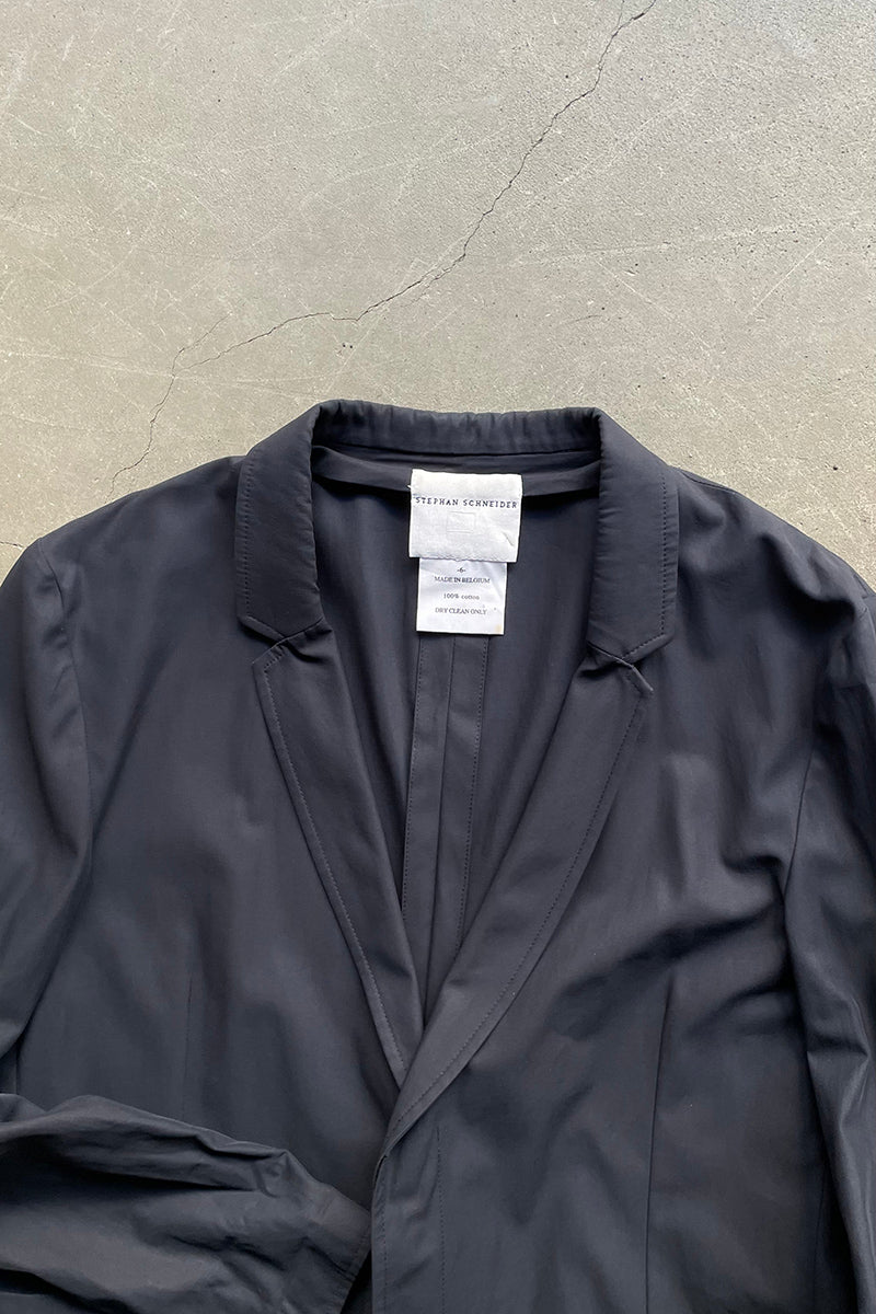 MADE IN BELGIUM COTTON TAILORED JACKET / NAVY [SIZE: 6 USED]