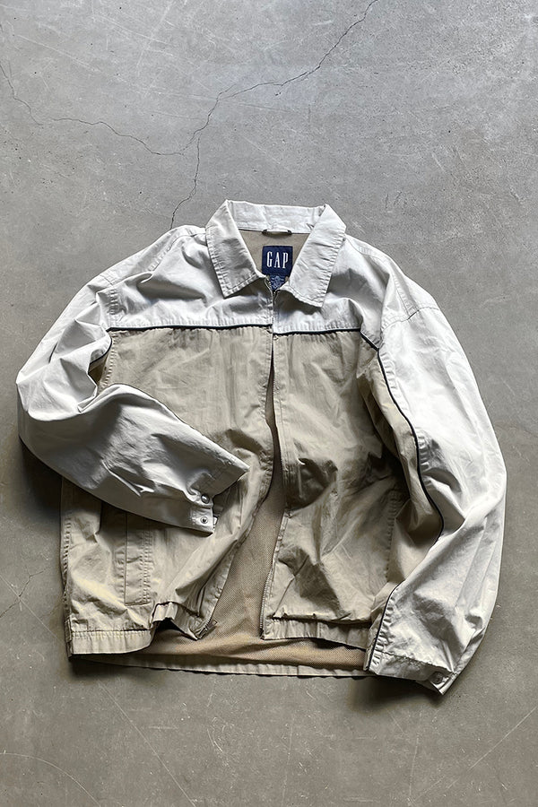 90'S COTTON ZIP JACKET / BEIGE [SIZE: XL USED]
