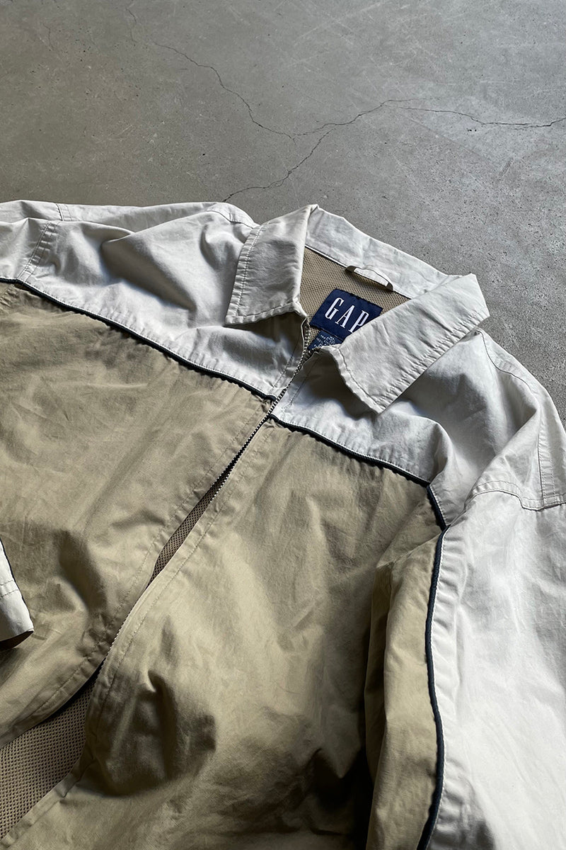 90s COTTON ZIP JACKET / BEIGE [SIZE: XL USED]