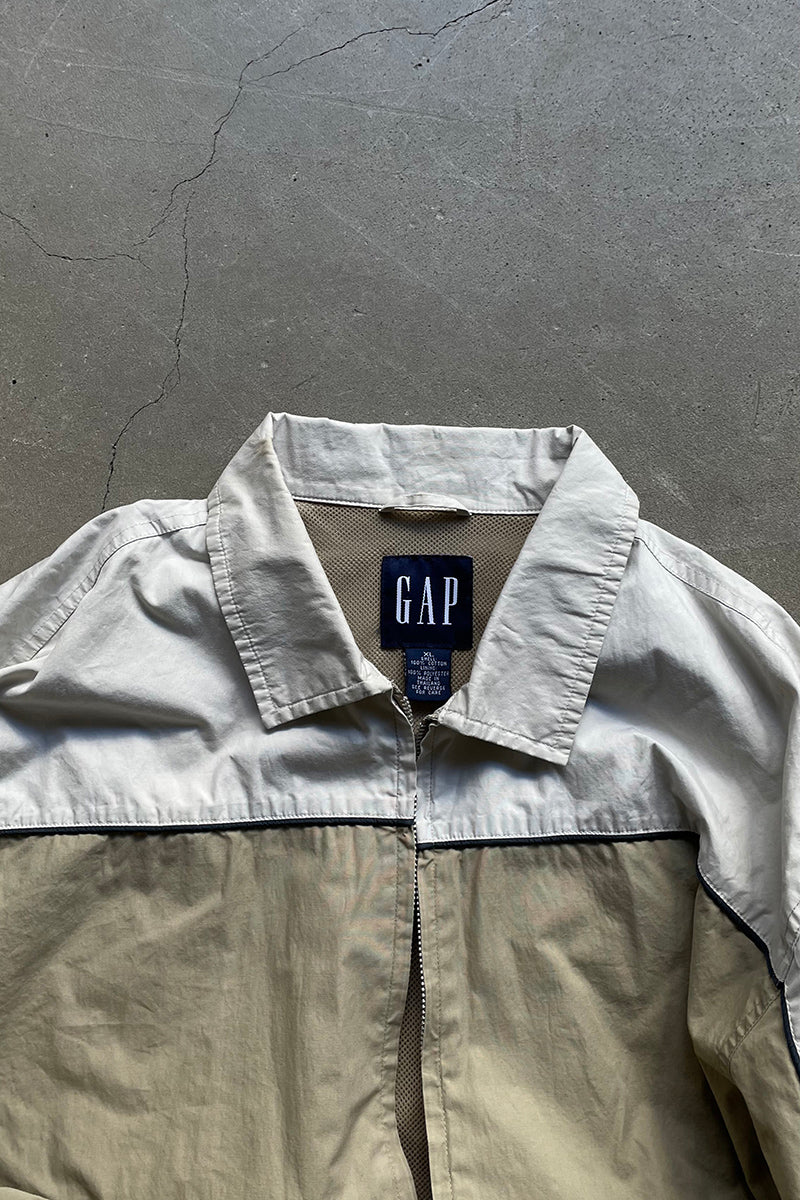 90s COTTON ZIP JACKET / BEIGE [SIZE: XL USED]