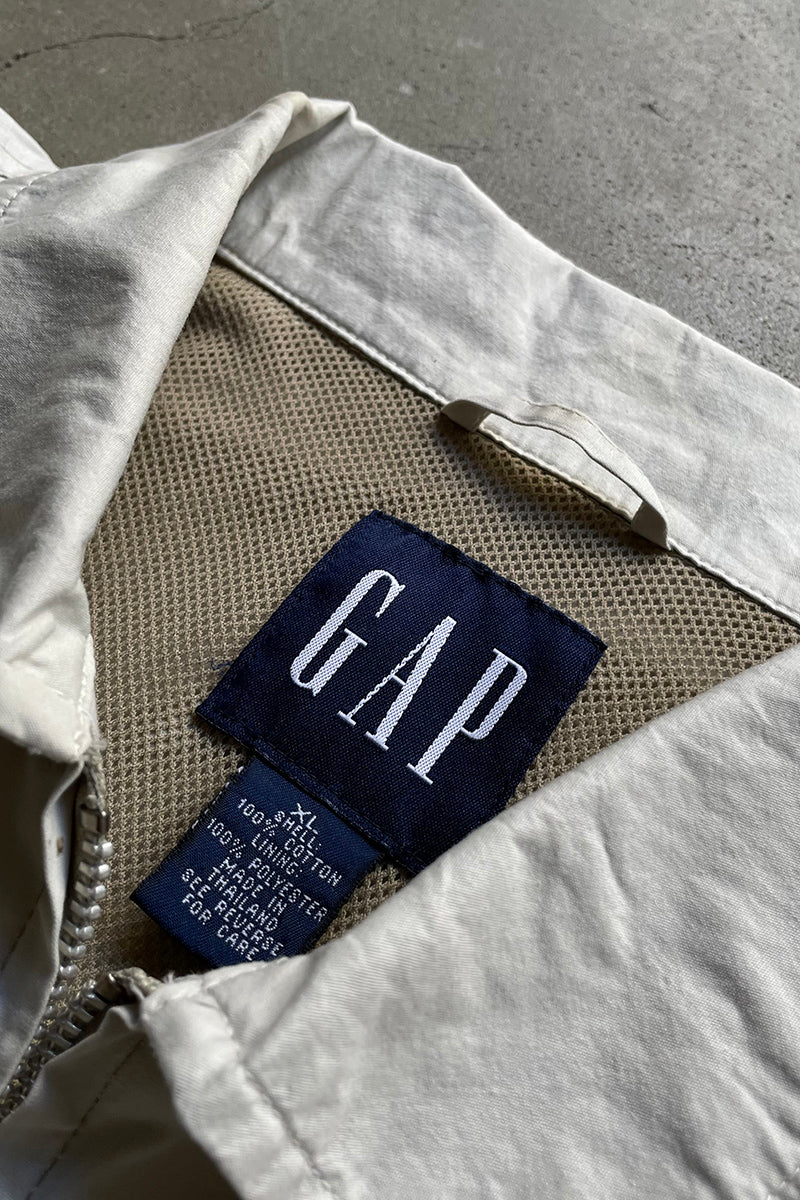 90s COTTON ZIP JACKET / BEIGE [SIZE: XL USED]