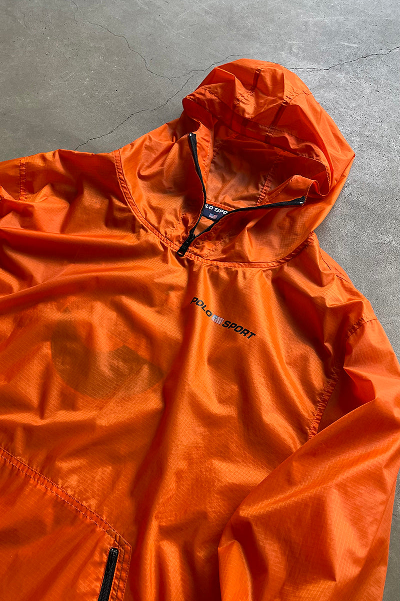 90'S RIP STOP NYLON PULLOVER JACKET / ORANGE [SIZE: XL USED]