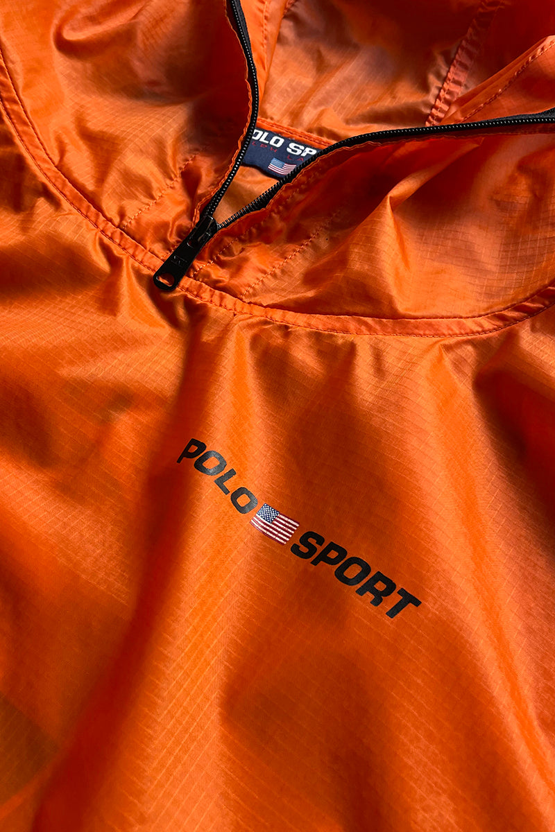 90'S RIP STOP NYLON PULLOVER JACKET / ORANGE [SIZE: XL USED]