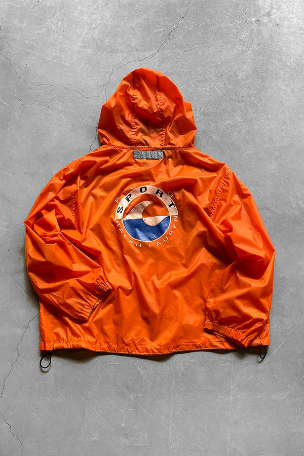 90'S RIP STOP NYLON PULLOVER JACKET / ORANGE [SIZE: XL USED]