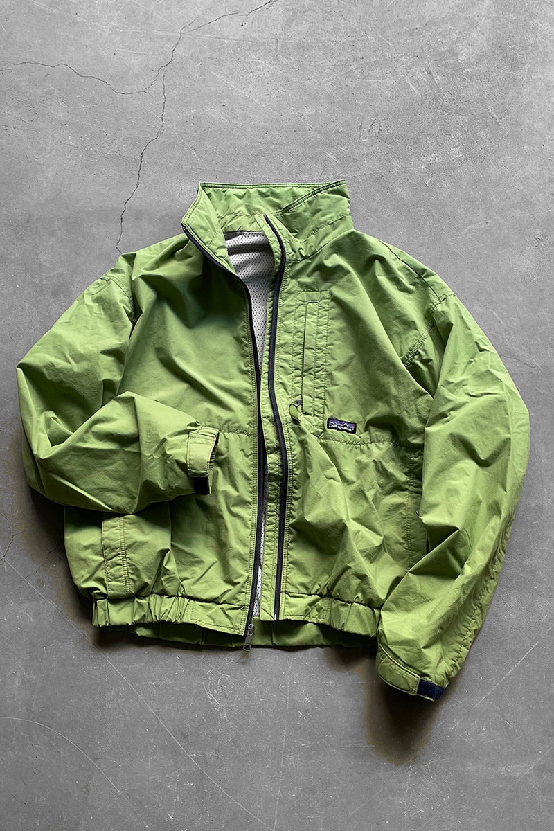 MADE IN USA 90'S ZIP NYLON JACKET / GREEN [SIZE: L USED]
