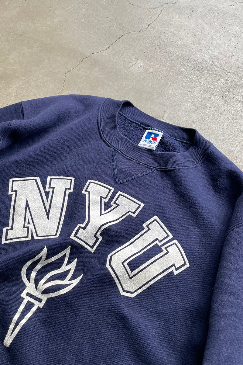 MADE IN USA 90'S NYU COLLEGE SWEATSHIRT / NAVY [SIZE: M USED]