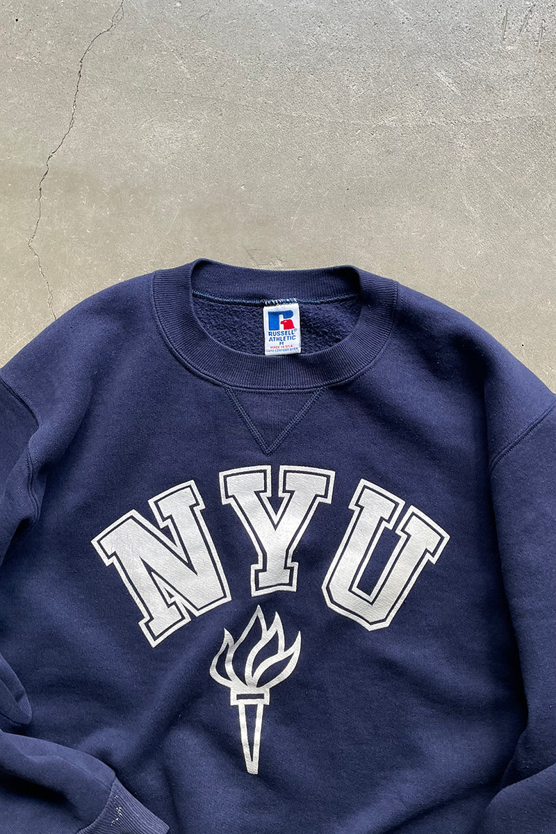 MADE IN USA 90'S NYU COLLEGE SWEATSHIRT / NAVY [SIZE: M USED]