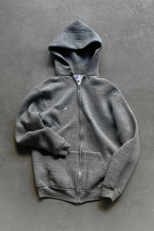 MADE IN USA 90'S ZIP SWEAT HOODIE / GRAY [SIZE: M USED]