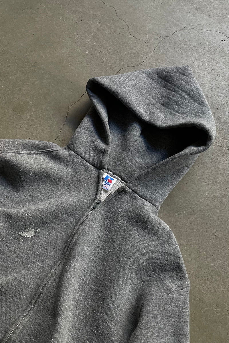 MADE IN USA 90'S ZIP SWEAT HOODIE / GRAY [SIZE: M USED]