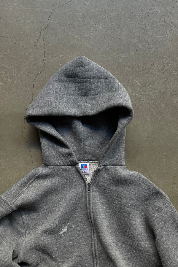 MADE IN USA 90'S ZIP SWEAT HOODIE / GRAY [SIZE: M USED]