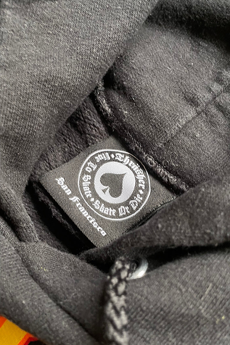 Y2K EARLY 00'S FIRE LOGO SWEAT HOODIE / BLACK [SIZE: L USED]