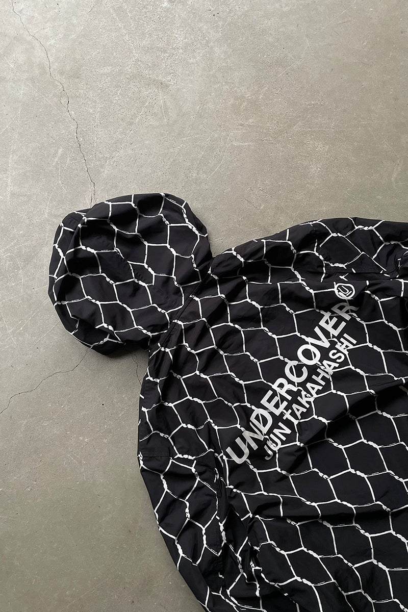 MADE IN JAPAN 16AW FENCE PRINT HOODIE NYLON JACKET / BLACK [SIZE: 3 USED]