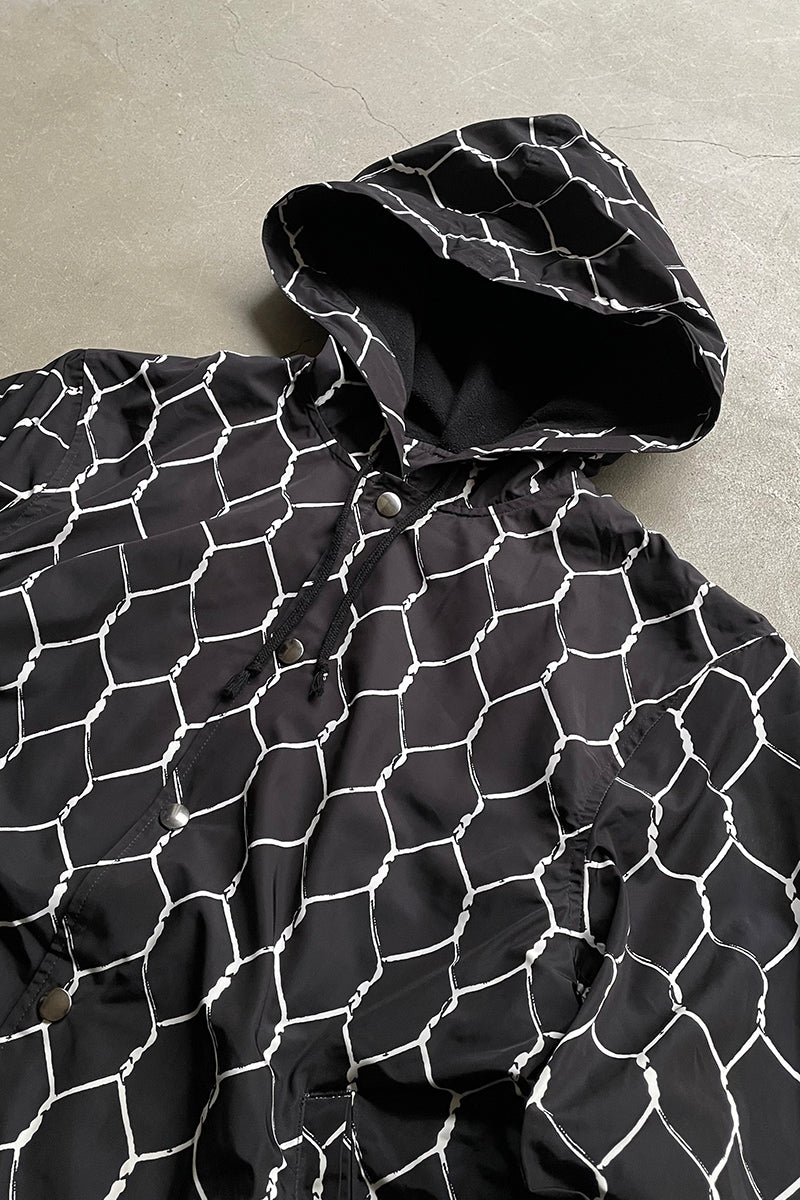 MADE IN JAPAN 16AW FENCE PRINT HOODIE NYLON JACKET / BLACK [SIZE: 3 USED]