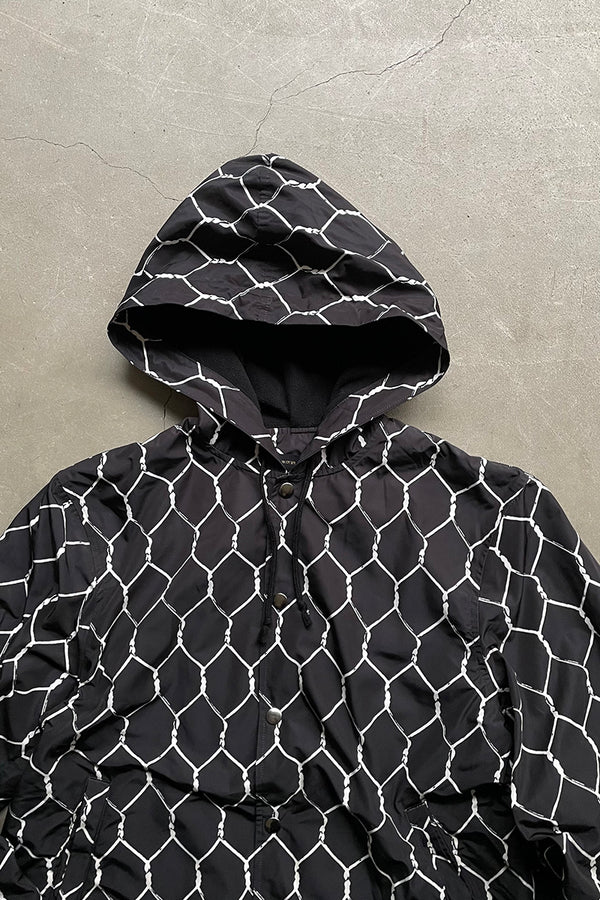 MADE IN JAPAN 16AW FENCE PRINT HOODIE NYLON JACKET / BLACK [SIZE: 3 USED]