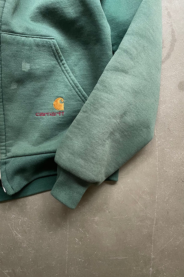 MADE IN USA 90'S BIG ZIP SWEAT HOODIE / FADED GREEN [SIZE: L USED]