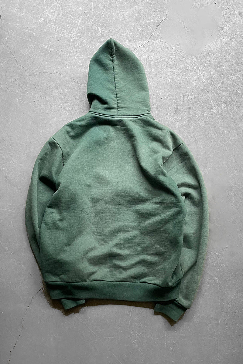 MADE IN USA 90'S BIG ZIP SWEAT HOODIE / FADED GREEN [SIZE: L USED]