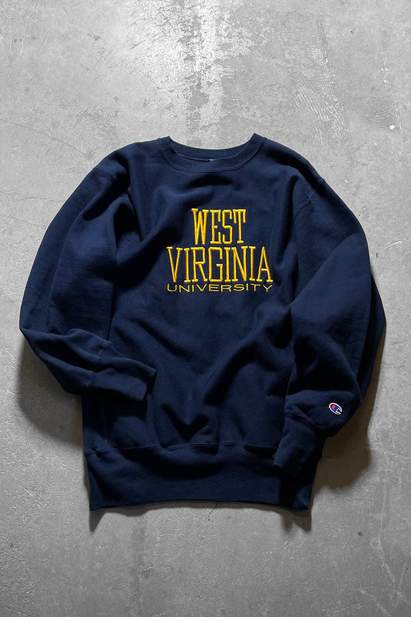 MADE IN MEXICO 90'S REVERSE WEAVE WEST VIRGINIA UNIVERSITY PRINT SWEATSHIRT / NAVY [SIZE: XL USED]