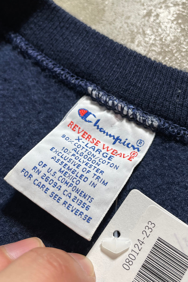 MADE IN MEXICO 90'S REVERSE WEAVE WEST VIRGINIA UNIVERSITY PRINT SWEATSHIRT / NAVY [SIZE: XL USED]