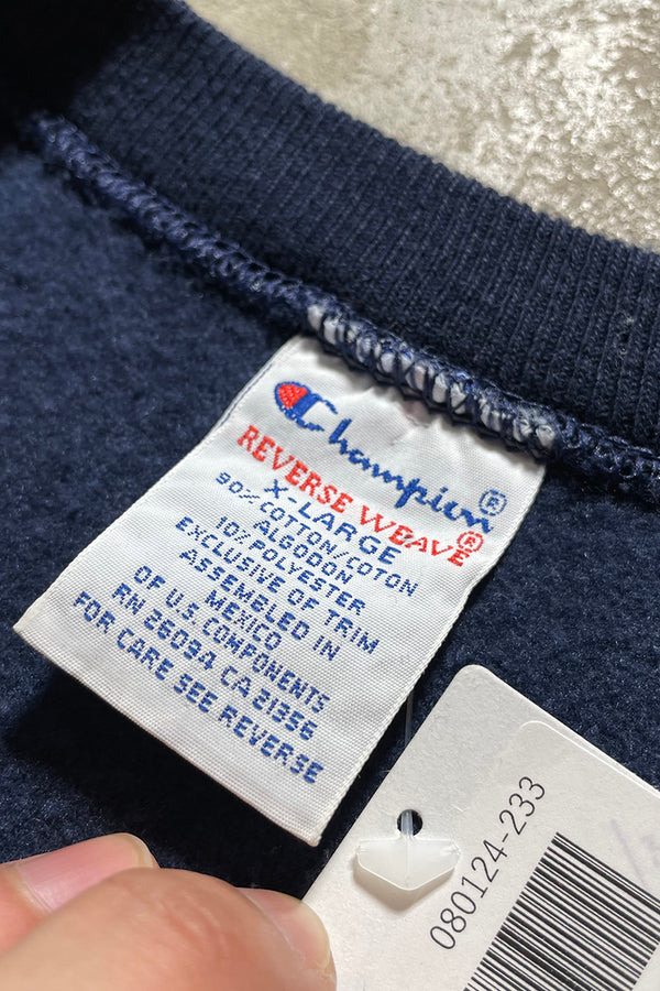 MADE IN MEXICO 90'S REVERSE WEAVE WEST VIRGINIA UNIVERSITY PRINT SWEATSHIRT / NAVY [SIZE: XL USED]