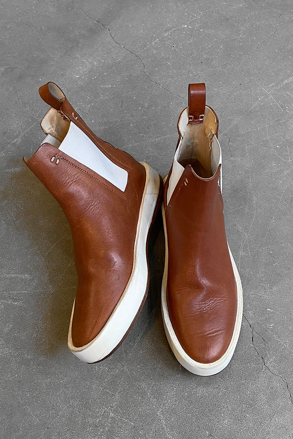 SIDE GORE LEATHER BOOTS / BROWN [SIZE: 40 (approx. 25.0cm) USED]