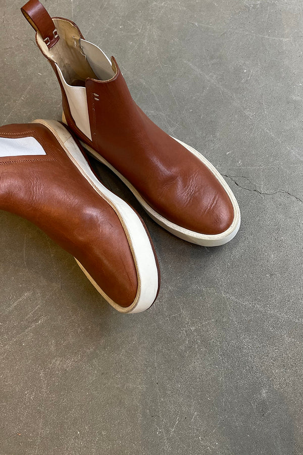 SIDE GORE LEATHER BOOTS / BROWN [SIZE: 40 (approx. 25.0cm) USED]