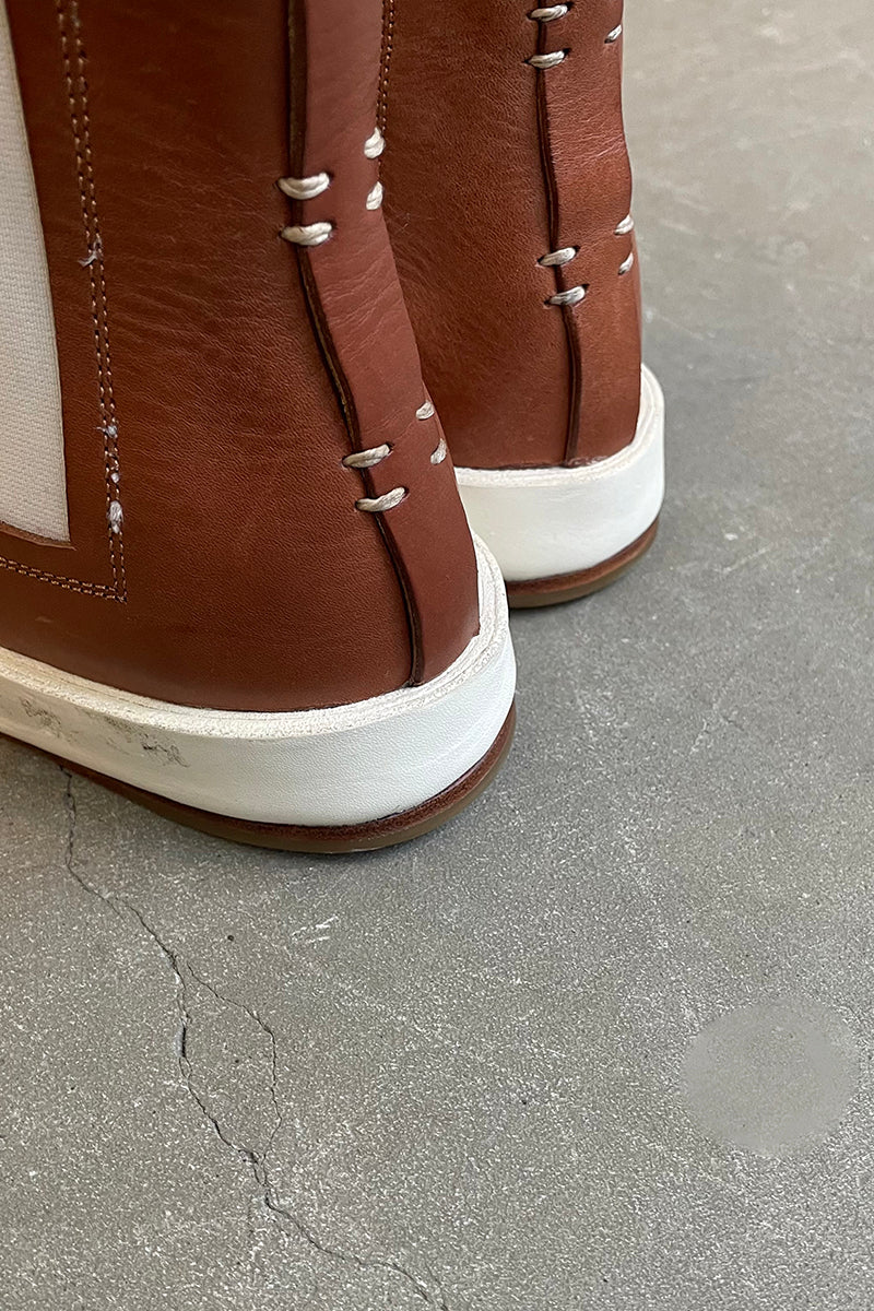 SIDE GORE LEATHER BOOTS / BROWN [SIZE: 40 (approx. 25.0cm) USED]