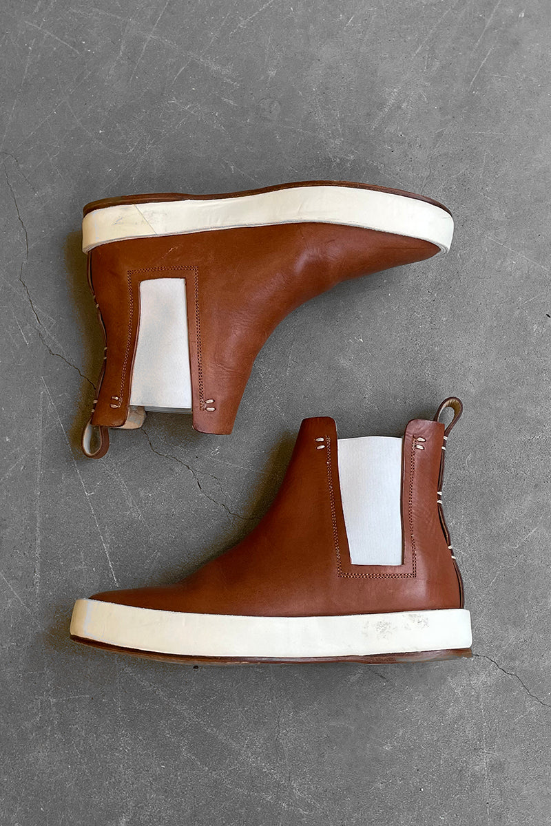 SIDE GORE LEATHER BOOTS / BROWN [SIZE: 40 (approx. 25.0cm) USED]