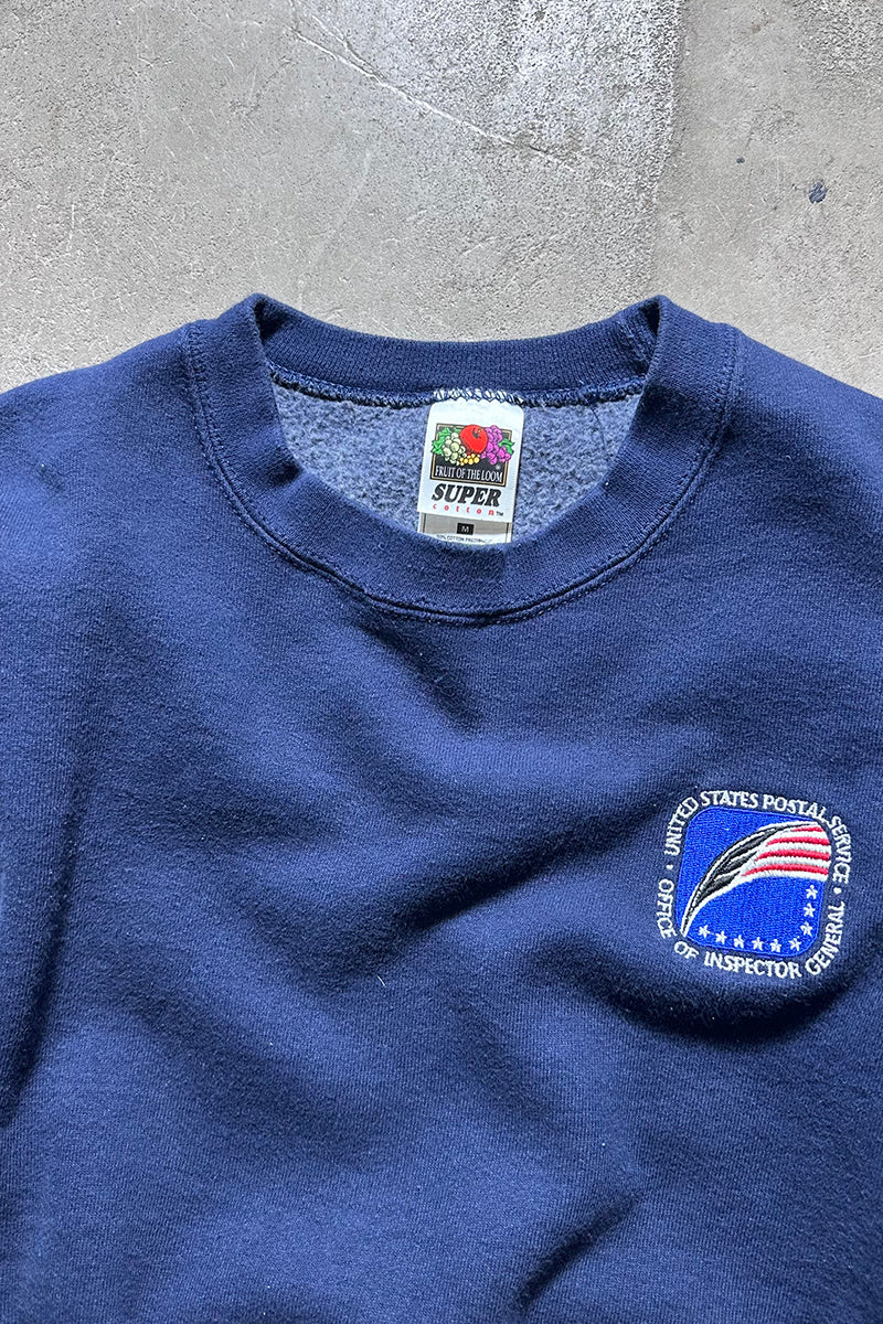 90'S USPS EMBROIDERY SWEATSHIRT / NAVY [SIZE: M USED]