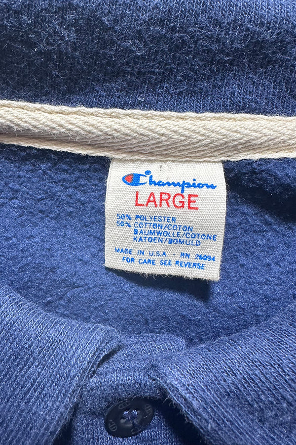 MADE IN USA 80'S L/S POLO SWEATSHIRT / NAVY [SIZE: L USED]