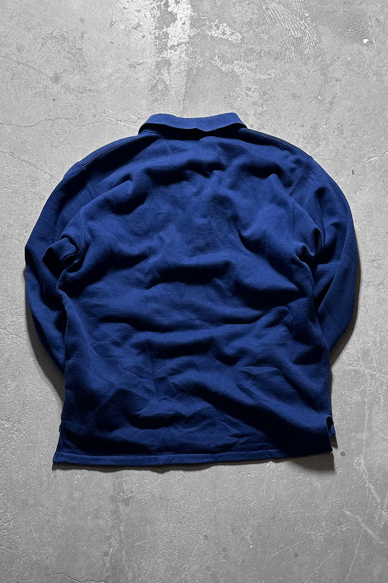 MADE IN USA 80'S L/S POLO SWEATSHIRT / NAVY [SIZE: L USED]