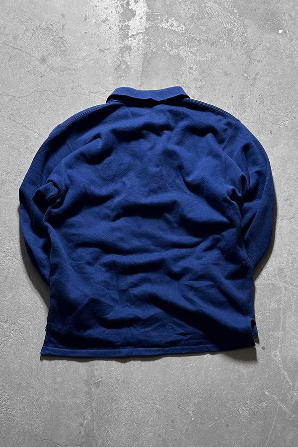 MADE IN USA 80'S L/S POLO SWEATSHIRT / NAVY [SIZE: L USED]