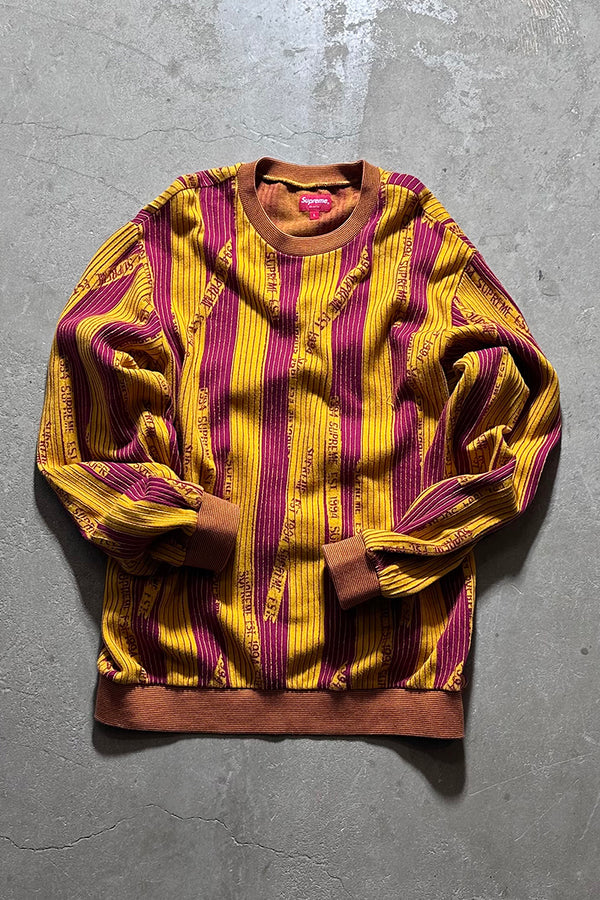 20AW TEXTURED STRIPE CREWNECK COTTON KNIT SWEATER / YELLOW [사이즈: L USED]