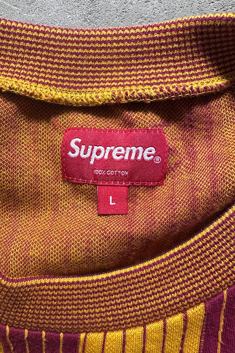 20AW TEXTURED STRIPE CREWNECK COTTON KNIT SWEATER / YELLOW [SIZE: L USED]