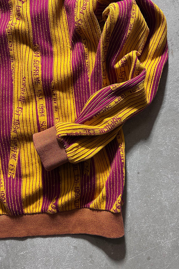 20AW TEXTURED STRIPE CREWNECK COTTON KNIT SWEATER / YELLOW [SIZE: L USED]