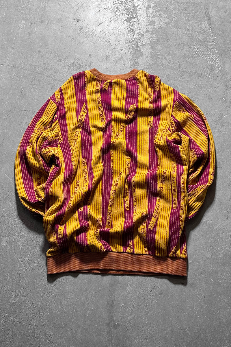 20AW TEXTURED STRIPE CREWNECK COTTON KNIT SWEATER / YELLOW [SIZE: L USED]