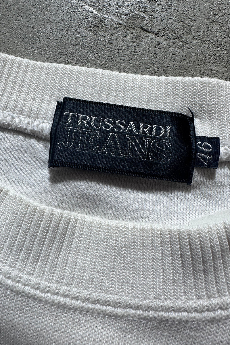 90'S LOGO EMBROIDERY SWEATSHIRT / WHITE [SIZE: M USED]