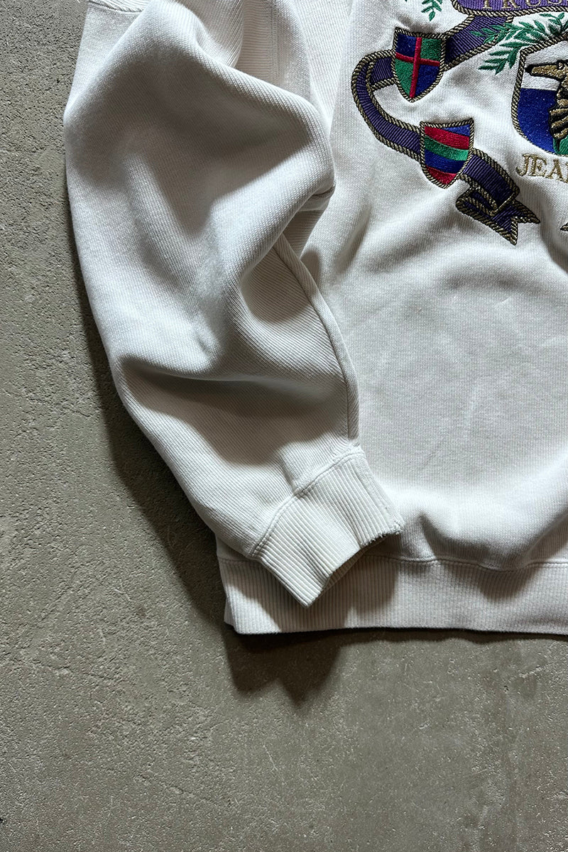 90'S LOGO EMBROIDERY SWEATSHIRT / WHITE [SIZE: M USED]